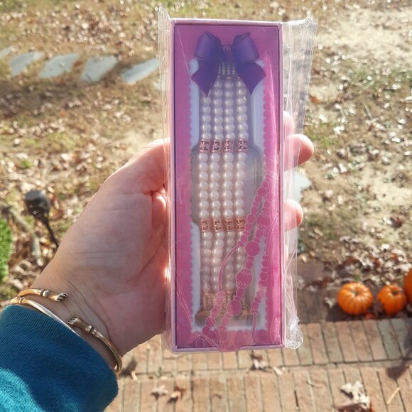 Beaded Pearl Bracelet Watch Band For Apple iWatch Series 9/8/7/6/5/4/3/2/1 - Picture 10 of 10